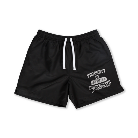 “Property of Distinctive Dept Nylon Shorts”